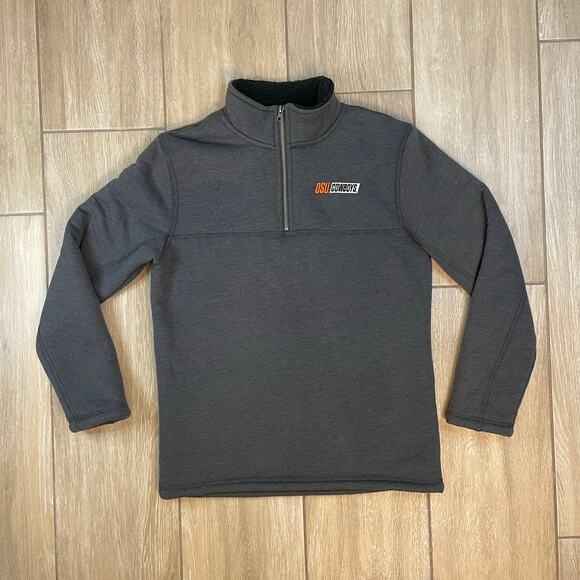Top of the World OSU Cowboys 1/4 Zip Pullover Fleece Lined Gray Sweatshirt Small - Picture 1 of 8